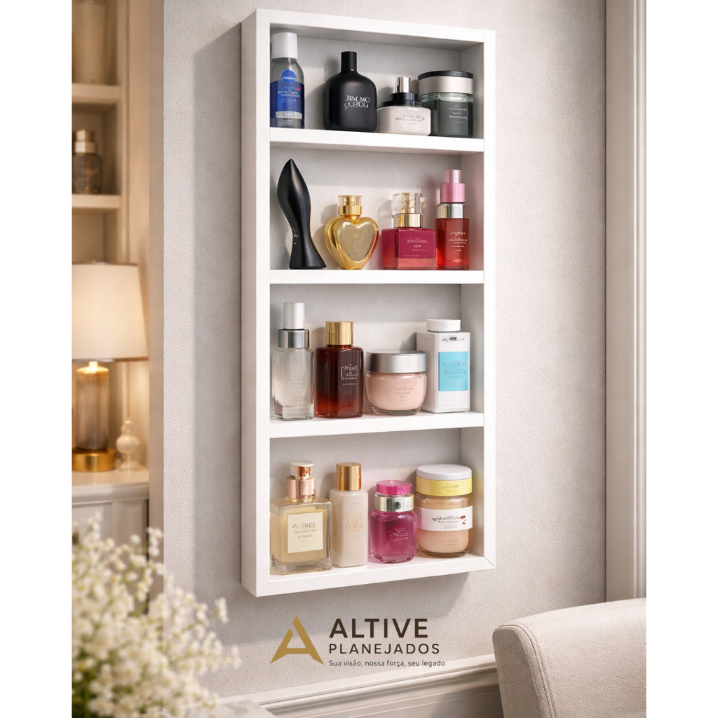 Expositor Prateleira100% MDF Organizador Porta Perfume e Cosméticos para Saloes de Beleza, Quartos etc. Item Montado.