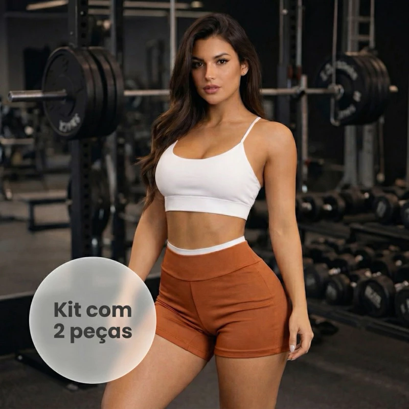 2 Bermuda fitness feminina Short para academia cintura alta Zero transparência poliamida — imagem 1