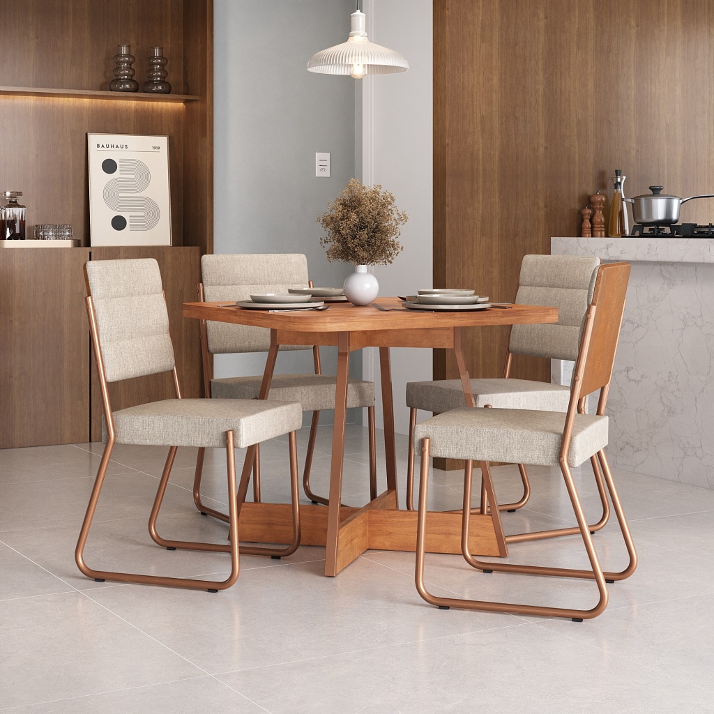 Imagem Conjunto Sala de Jantar 4 Cadeiras Charlotte Carraro Nogal