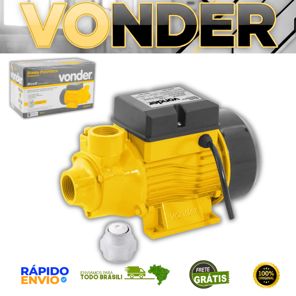 Bomba Periferica Motobomba 1/2cv Bivolt Chave Poço Vonder Resistente