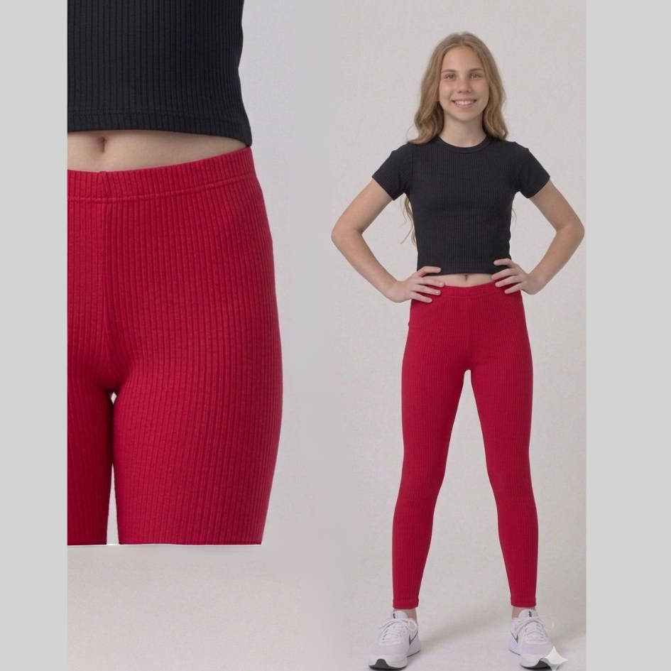 Conjunto Feminino Infantil Calça Legging Ribana Canelada Básica e Camiseta Infantil a Juvenil Conforto Escolar Dia a Dia