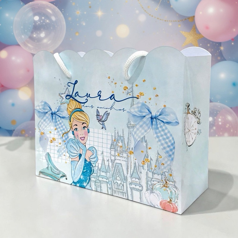 Sacolinha CINDERELA Personalizada / Bolsinha Lembrancinha Aniversário / PEGUE E MONTE