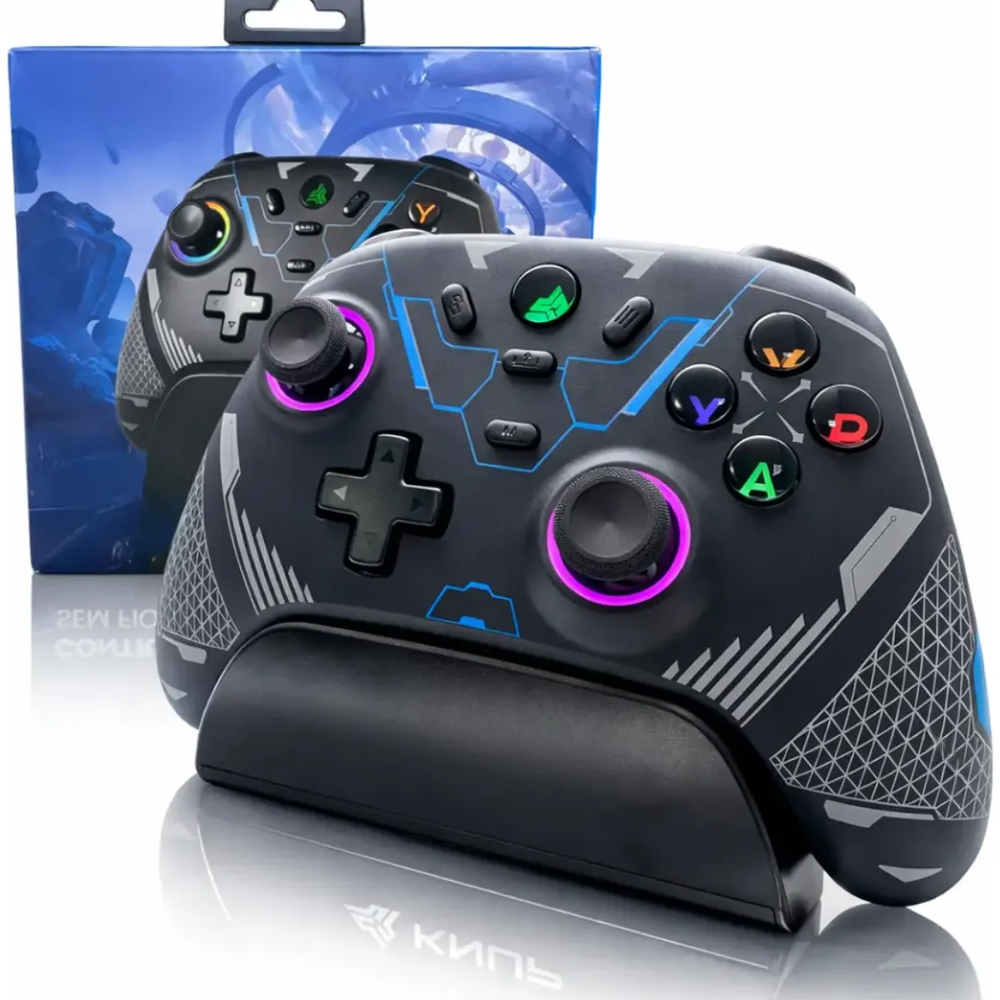 Controle Gamer RGB Knup KP-GM039 Bluetooth e Wireless 2.4Ghz Para PC, Android, iOS e Switch