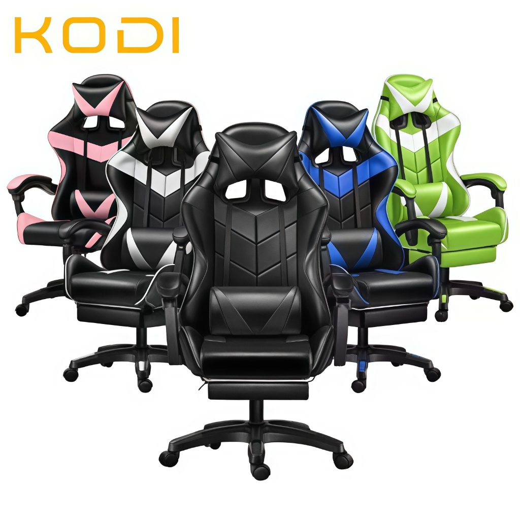 Imagem Cadeira Gamer Profissional Escritório Ergonômica Reclinável com Rodízios e Apoio para os Pés -F19