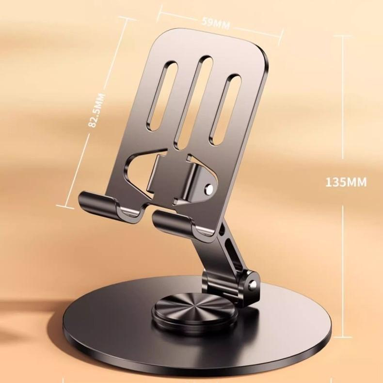 Imagem Suporte de Mesa Metal Pesado Base Giratória 360° Ajustável Smartphones Celular Tablet Alumínio
