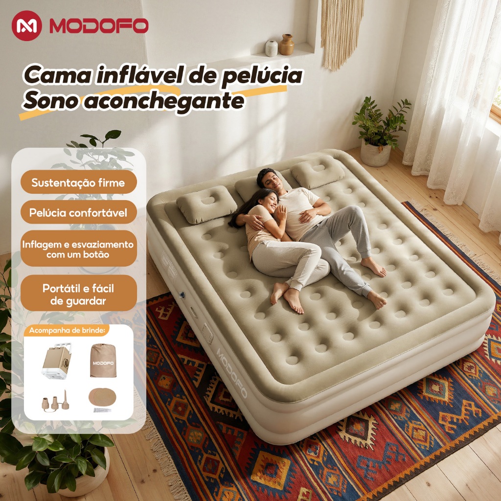 MODOFO Colchão Inflável Automático Solteiro/Queen/King Colchão Casal inflável Com Bomba Embutida Camping Equipment 500KG