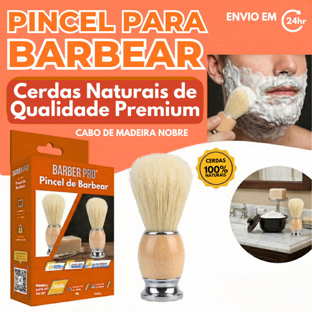 Pincel Para Espuma De Barbear Macio Alta Qualidade Premium