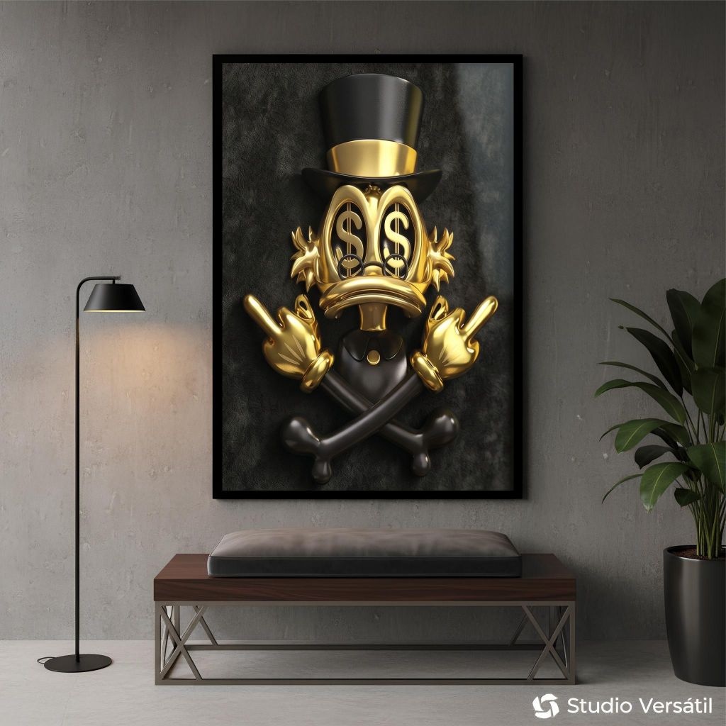 Quadro painel Tio Patinhas  dinheiro milionario Biticon empresário empresa real dólar motivacional