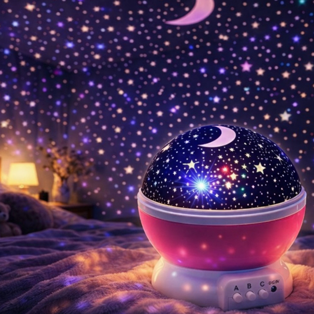Imagem Luminária Galáxia, Projetor Estrelas LED RGB 360°, Rotativa, Luz Noturna Quarto Infantil e adulto, Decoração Ambiente