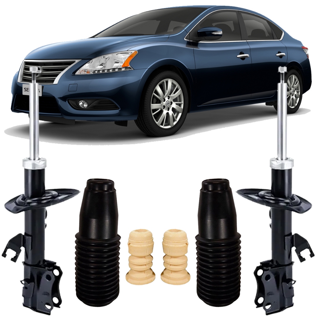 Par Amortecedor Suspensão Dianteiro + Kit Batente Nissan Sentra 2014 Até 2020