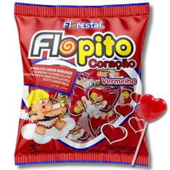 Pirulitos De Coração Flopito 500g Florestal Formato Coração Doces Festa