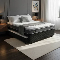 Box com Colchão de Espuma D45 Pillow Top Fort Comfort + Auxiliar de Espuma D28 Positanno Casal 138cm