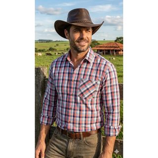 Camisa Xadrezão Country Longa Festa Junina Quadrilha Pecuária Rodeio Vaquejada Cavalgada