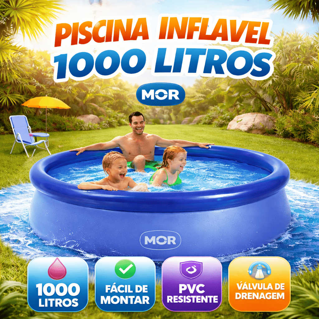 Piscina Inflável Redonda Mor 1000 Litros  Infantil Azul