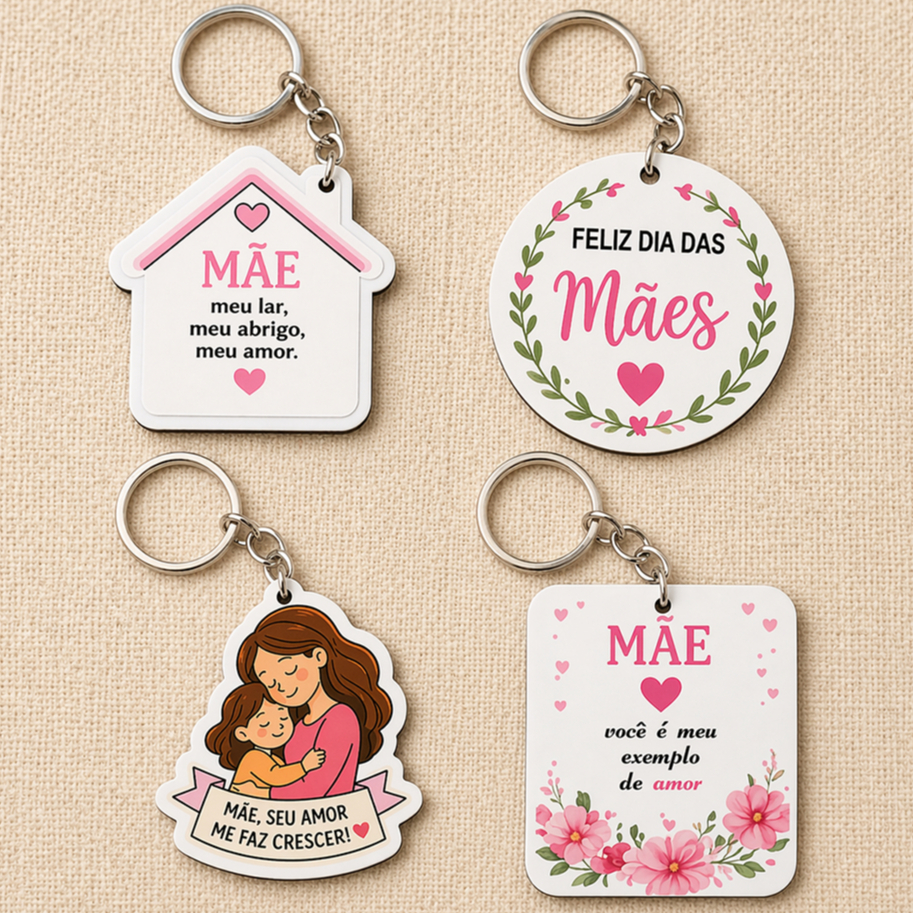 Chaveiros Dia das Mães - Lembrancinha Mãe Presente em MDF Sublimado