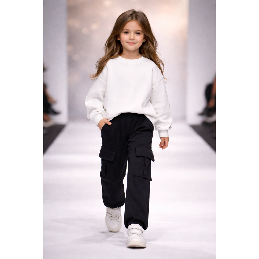 Calça Cargo Juvenil Menina Moletom Wide Leg Bolso Lateral Moda Infantil Tendência 2026 Calça Streetwear Infantil Cintura em Oferta na Shopee