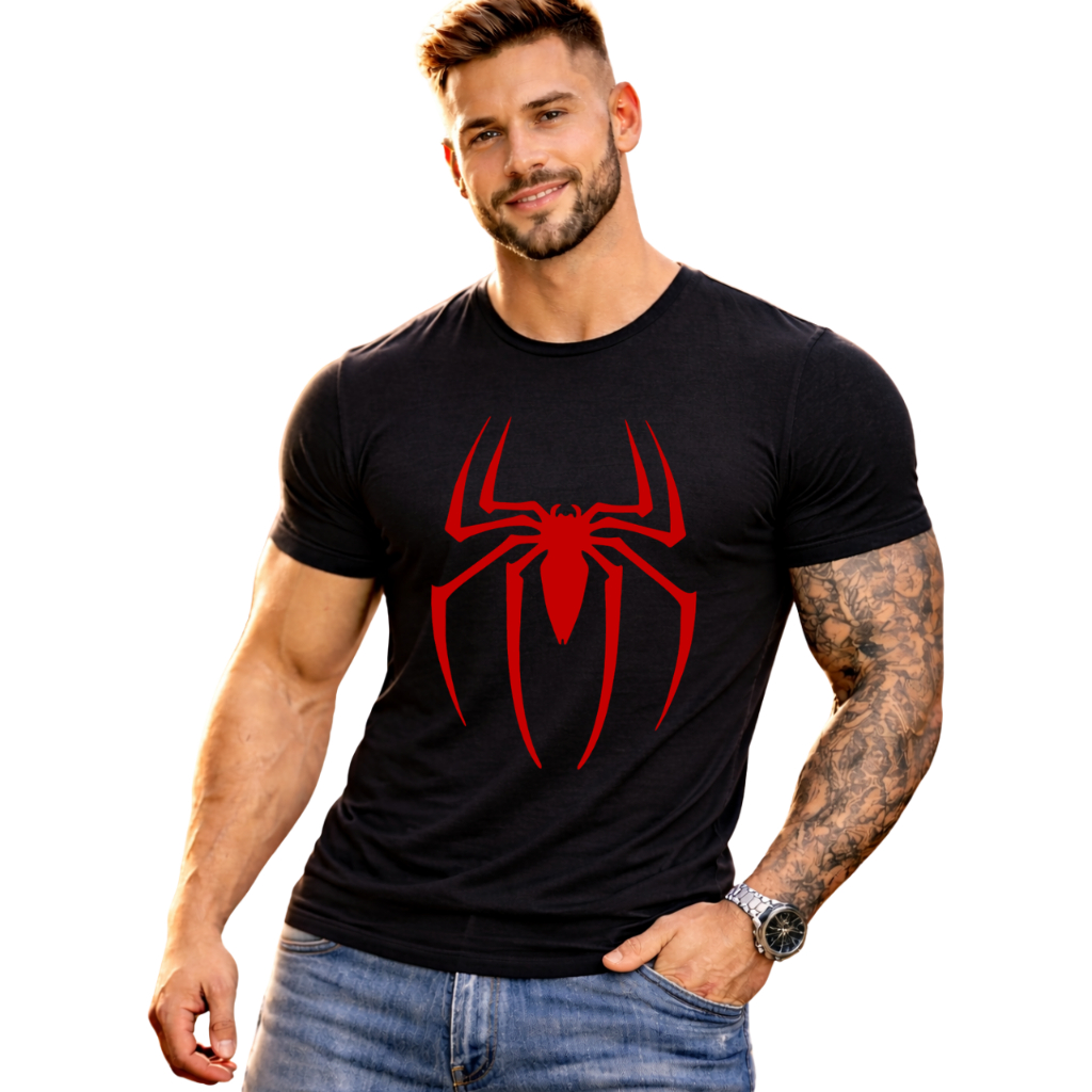 Camiseta Aranha Masculina Premium Estampada Homem Aranha Camisa 100% Algodão Tendencia Spider Man