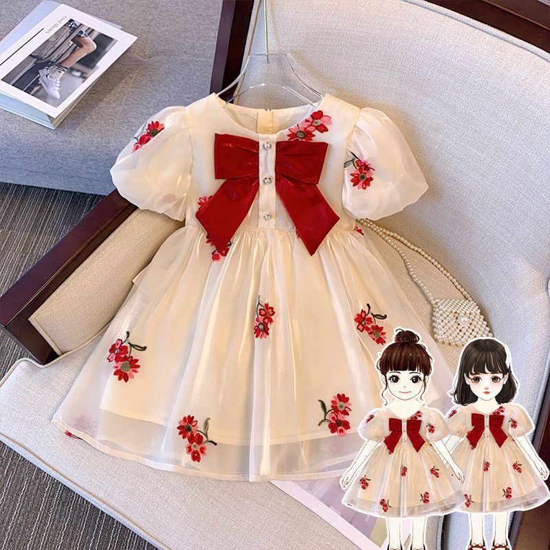 Vestido de Princesa de Tule para Meninas, Estilo Coreano - Manga Curta, Leve e Estiloso para o Verão, Nova Coleção