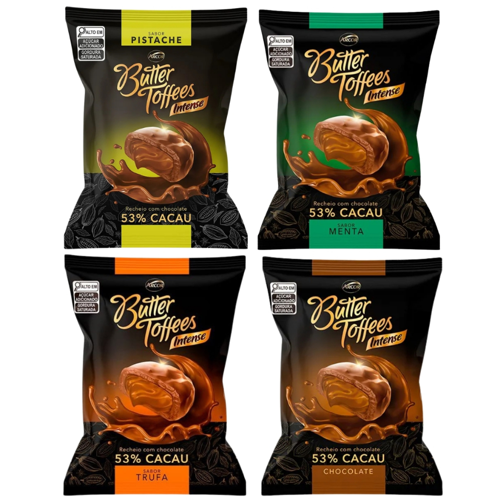Balas Butter Toffees Intense 53% Cacau 400g Arcor Sabores Gourmet