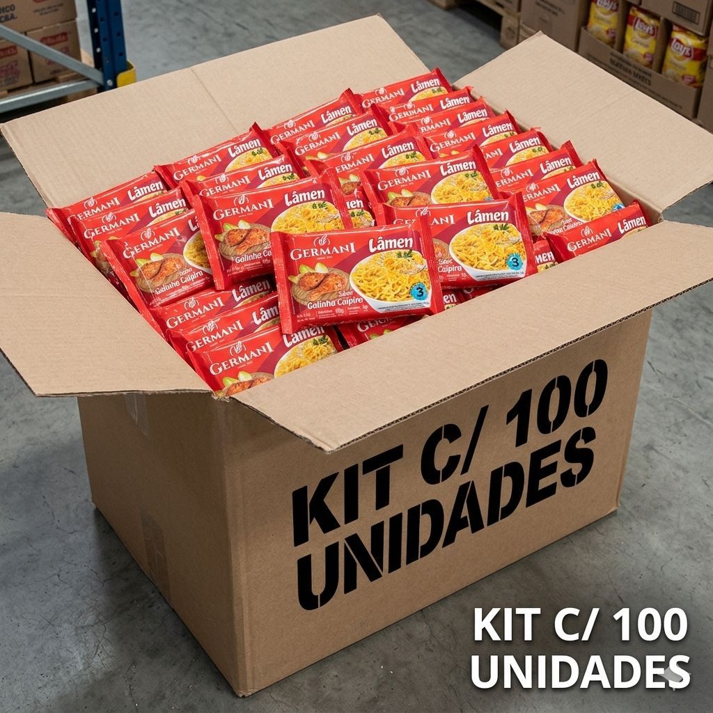 KIT 100 Unidades Macarrão Instantâneo Galinha Caipira Germani Miojo Nissin 63g