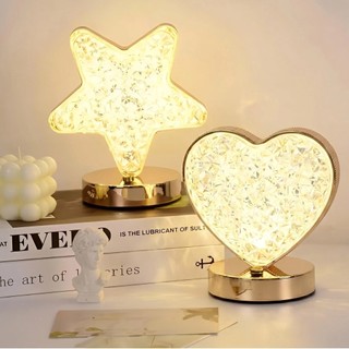 Luminária de Mesa Lua Estrela Lâmpada de Quarto de luxo Nórdico Cristal Acrílico