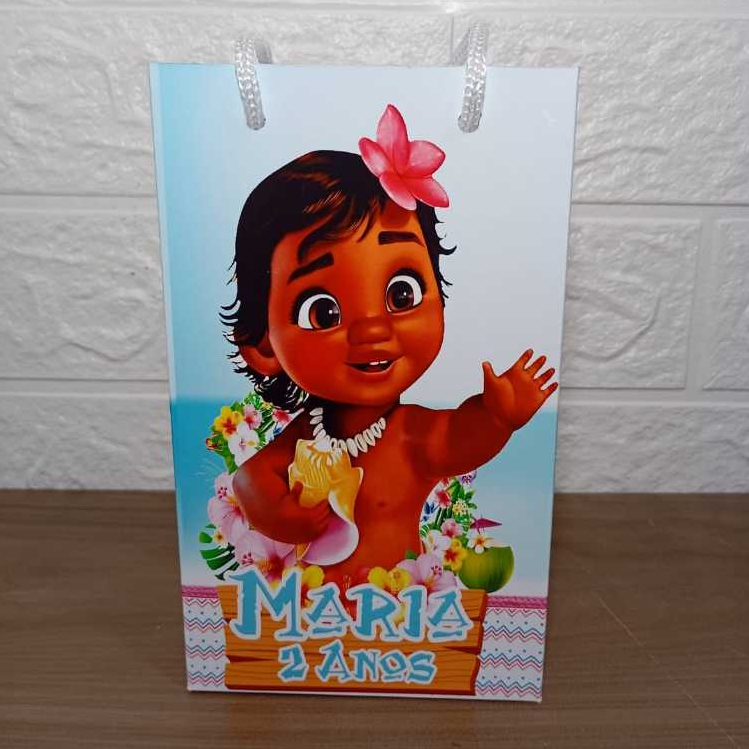 Kit Sacolinha Personalizada Moana Baby para Lembrancinhas Festa Infantil