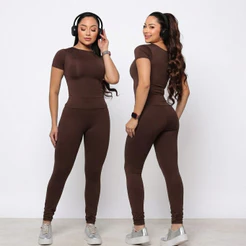 Conjunto De Academia Feminina Legging e Camiseta De Compressão Conjunto Feminino Calça Suplex