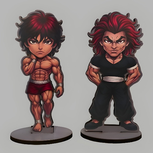 Totem Baki the grappler anime netflix  Yujiro Jack Retsu Hanayama Musashi decoração display de mesa