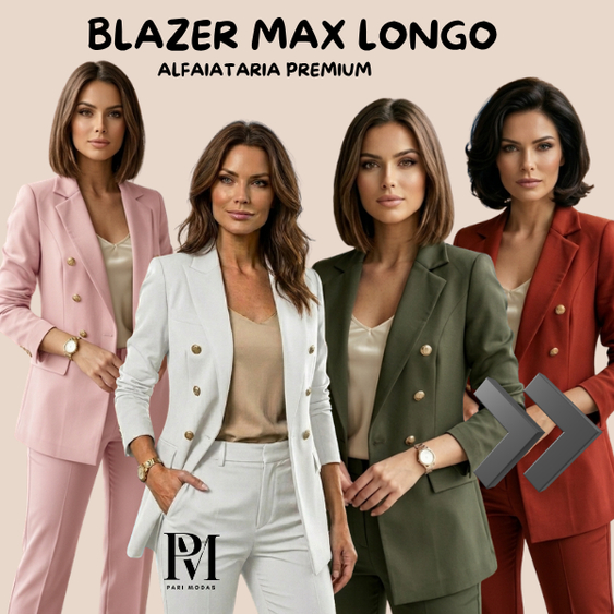 Blazer Feminino Casaquinho Alfaiataria Casaco Social Com Botão Lindo Super Envio 2026