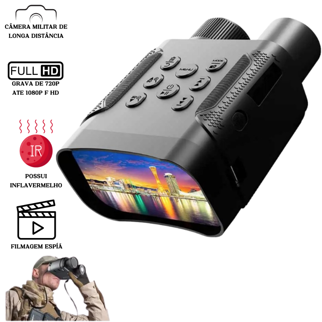 Monóculo Visão Noturna A80 1080p Infravermelho Zoom 5X Gravação Longo Alcance