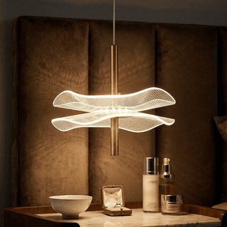 Luminária Pendente LED Vireon Pétalas Dourado 3W Bivolt Sala de Jantar Quarto