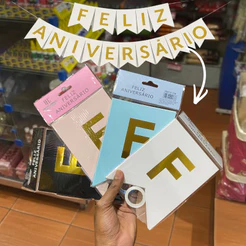 Faixa Feliz Aniversário Parabéns Bandeirinnha Led Decoração Festa Banner Simples Varal de letras Moderna Enfeite Casa