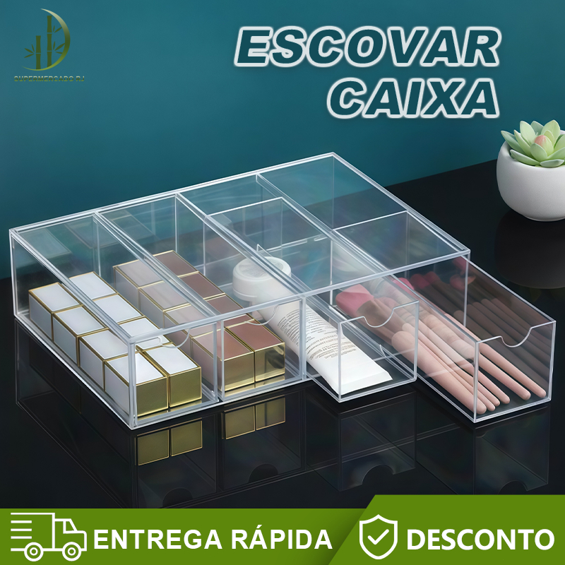 4 Camadas Caixa de Mesa Estilo Gaveta de Acrílico à Prova de Poeira Porta Oculos Organizador Estojo de Escritórios