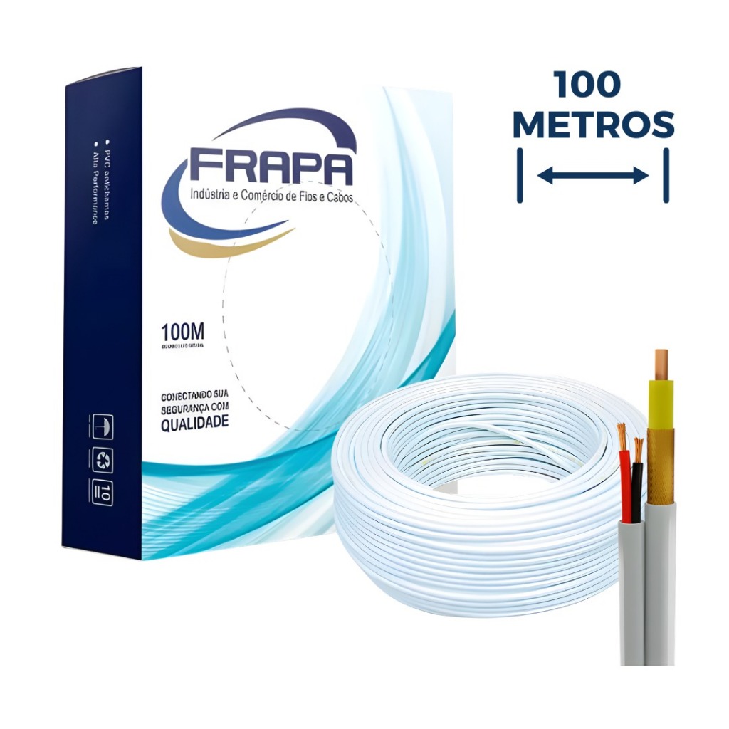 Cabo Coaxial Frapa 4mm para CFTV e Câmera de Segurança rolo de 100 Metros Bipolar 80% de Malha