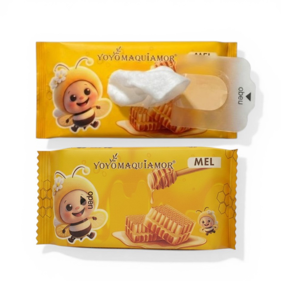 Mini Lenço Demaquilante de Mel | Hidratante Compacto com Textura Macia e Suave - YoyoMaquiamor