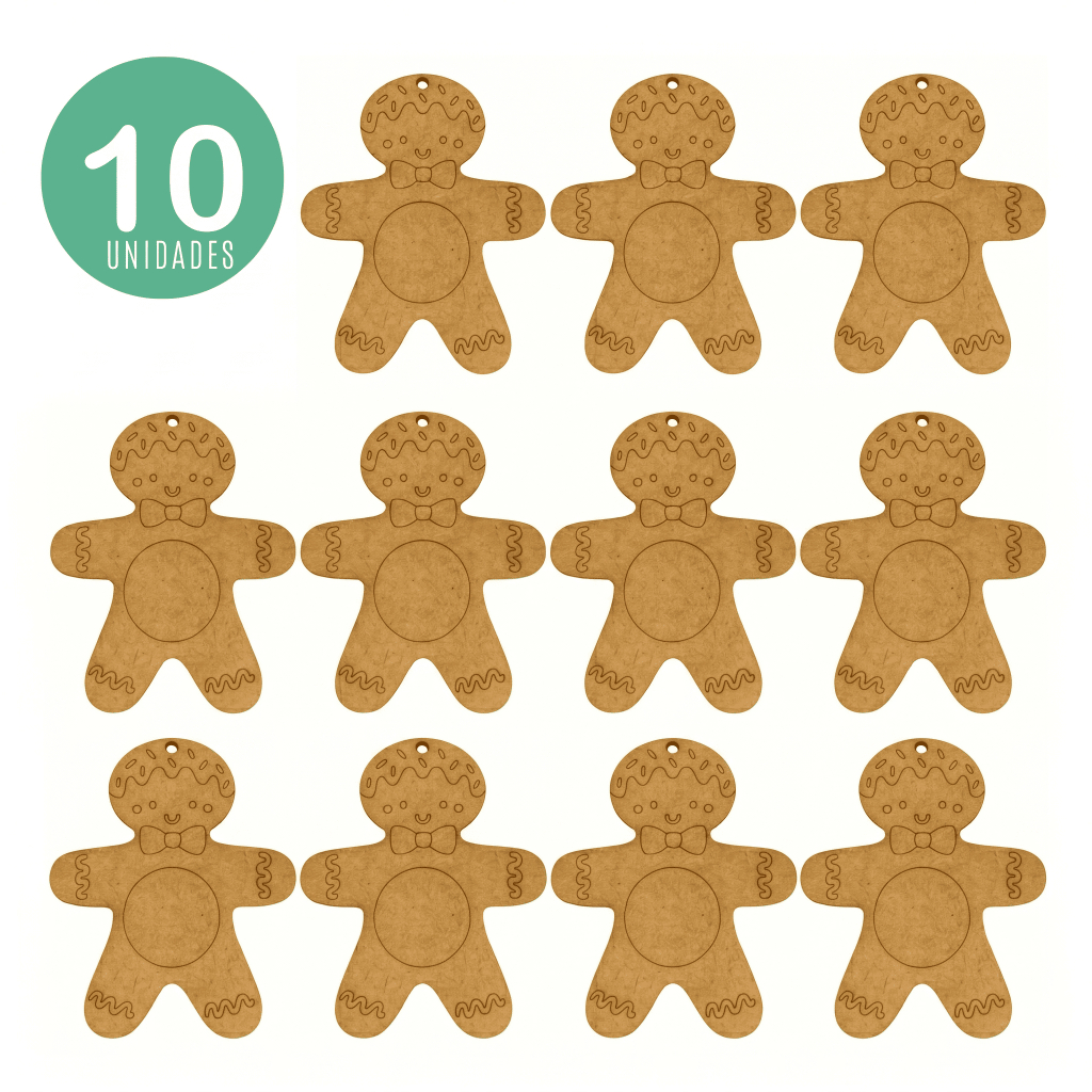 Kit 10 Bonecos Biscoito de Gengibre Decorativo DIY Pintura Infantil