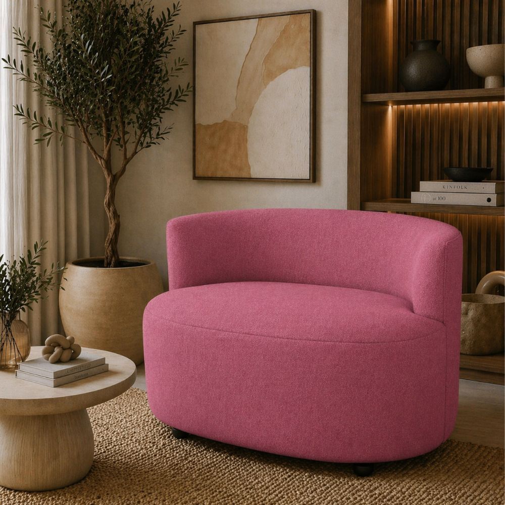 Sofá Poltrona Dami 1 Metro Pequeno Estilo Premium tecido suede rose modelo slim