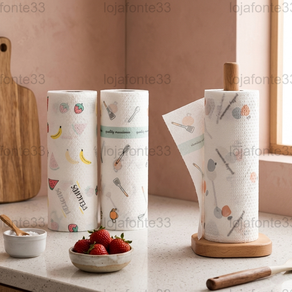 Rolo Pano Limpeza Cozinha Reutilizável 125 Folhas Absorvente Lavável Reutilizável Fibra Natural R: E311