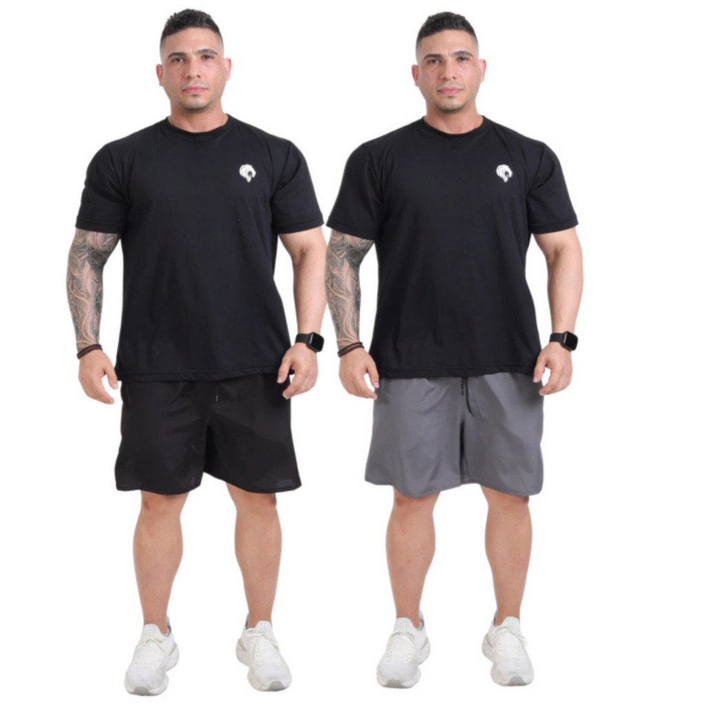 Kit 2 Bermudas Masculina Dry Fit Premium | Confortável Slim Fit | Academia Não Transparente - Lion
