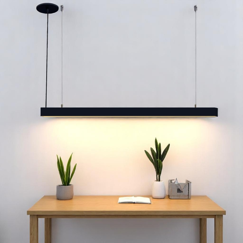 Luminaria de Led Teto Pendente Perfil Retangular Linear Aluminio Sobrepor 1m Bivolt