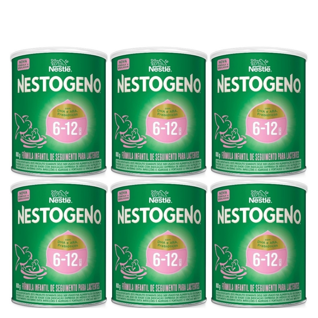 Kit 6 Latas Nestogeno 6 a 12 Meses 800g cada EQ.1