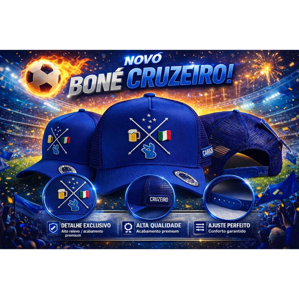 Boné Unissex do Cruzeiro Esporte Clube Cachaça cerveja Minas Gerais Chapéu Preço Imperdível