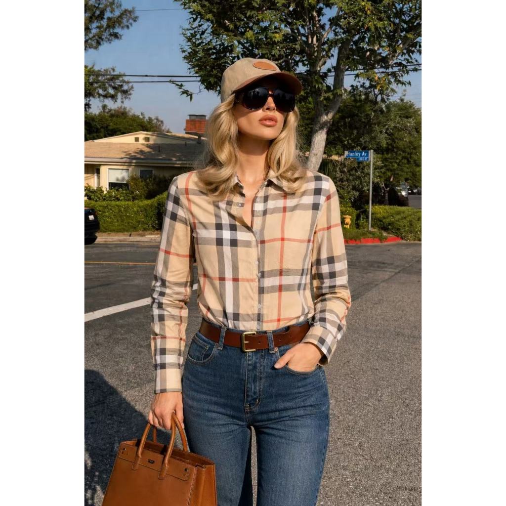 Camisa Social Xadrez Femenino Quadriculado Manga Longa moderno x049xadrez em Oferta na Shopee