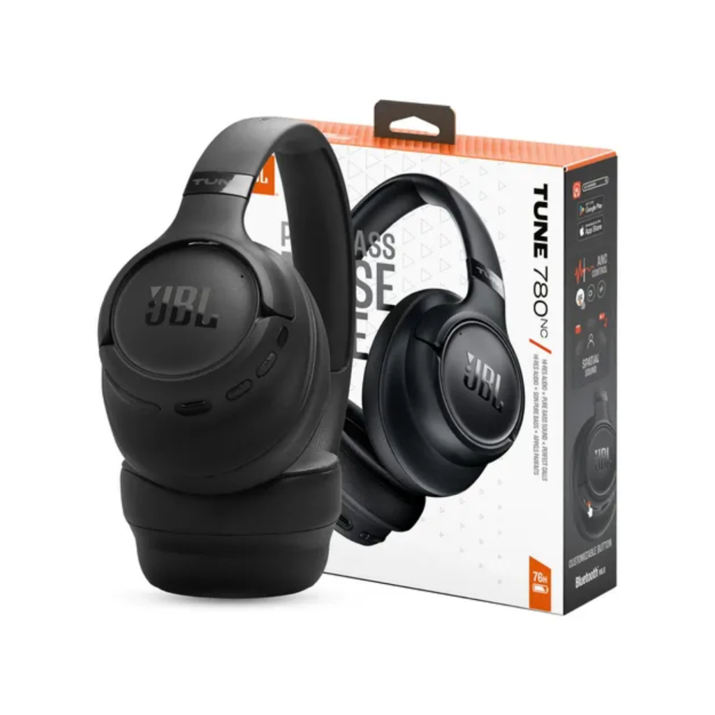 Fone JBL Tune 780NC Bluetooth Preto com Cancelamento de Ruído Gamer Original