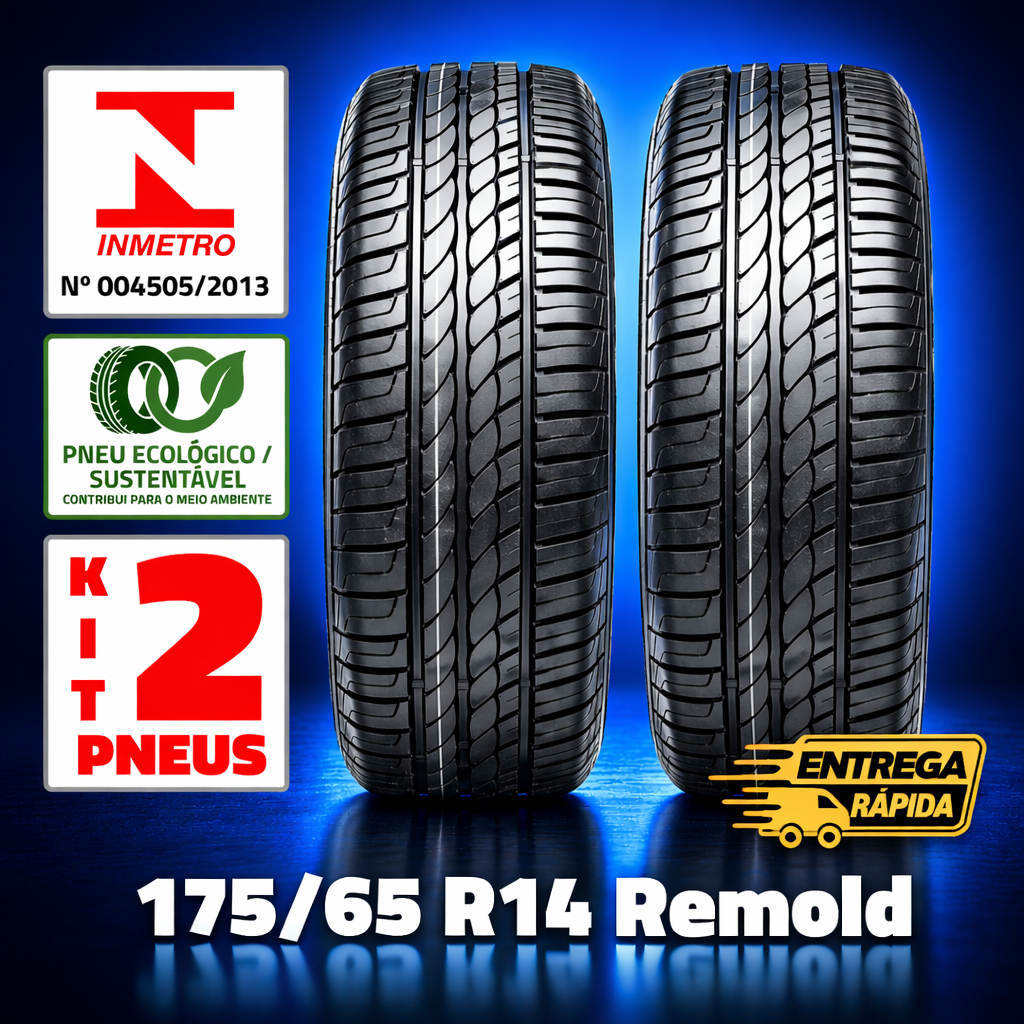 Kit 2 Pneus 175/65 R14 Remold P1 Linha Premium com Custo Benefício e Selo do Inmetro