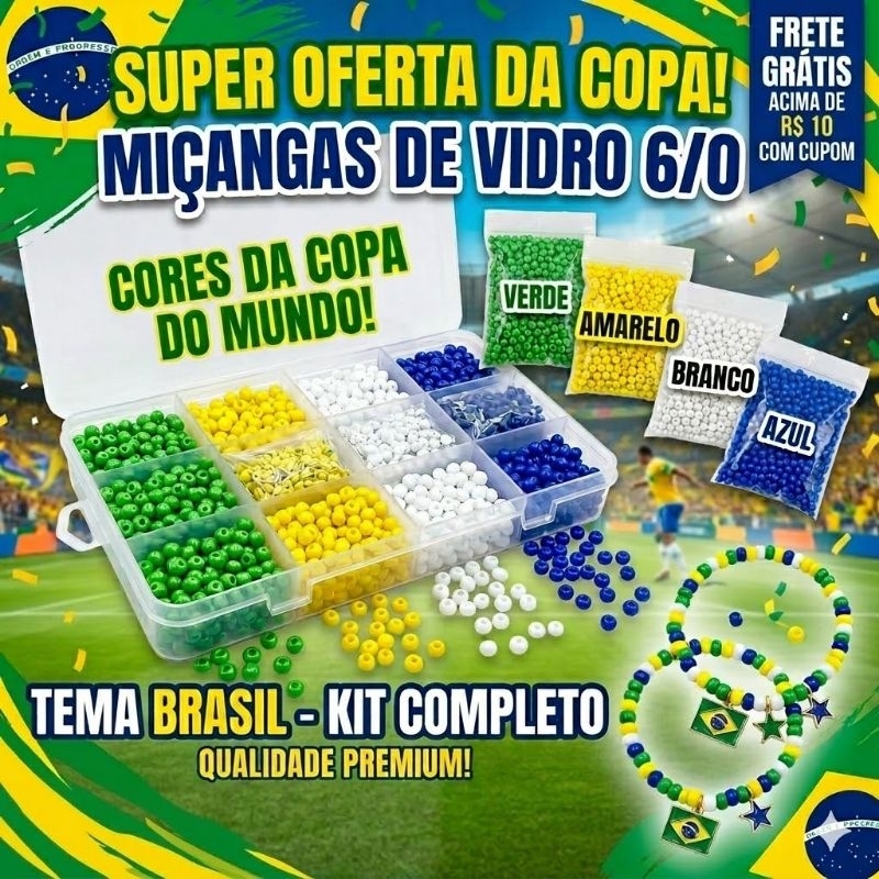 Kit Miçangas de Vidro Cores do Brasil *kit com 100/200/400 Gramas*