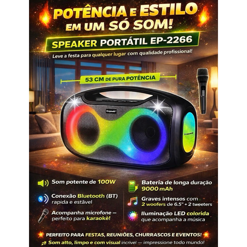 Caixa de som  Bluetooth Ecopower -2266