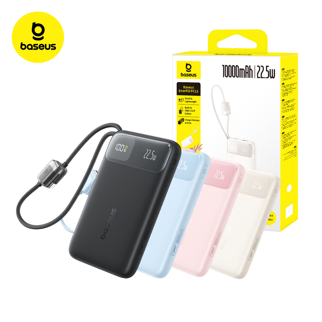 Imagem Baseus Power Bank  FC11 10000mAh/20000mAh 22.5W Rápido Portátil Bateria Carregador Portátil Display Digital USB-C