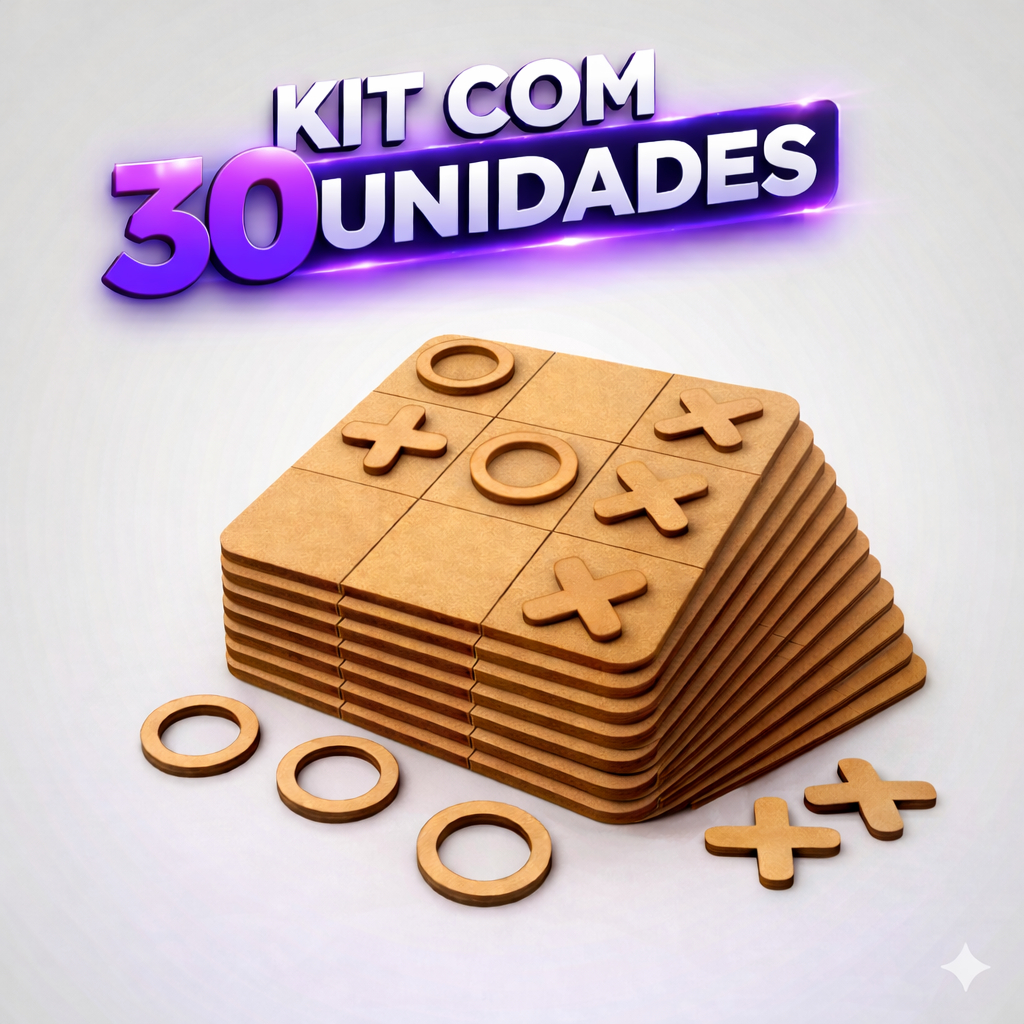 Kit 30 Jogo da Velha MDF Tabuleiro 10cm Lembrancinha Festa Infantil Brinde Escolar Educativo
