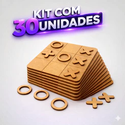 30 Unidades Jogo da Velha MDF Brinquedo Educativo Infantil Lembrança Festa Aniversário Presente
